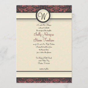 Wassermelon & Cream Damask Wedding Einladung