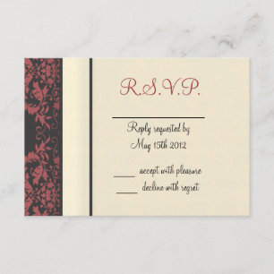 Wassermelon & Cream Damask Wedding RSVP Karte
