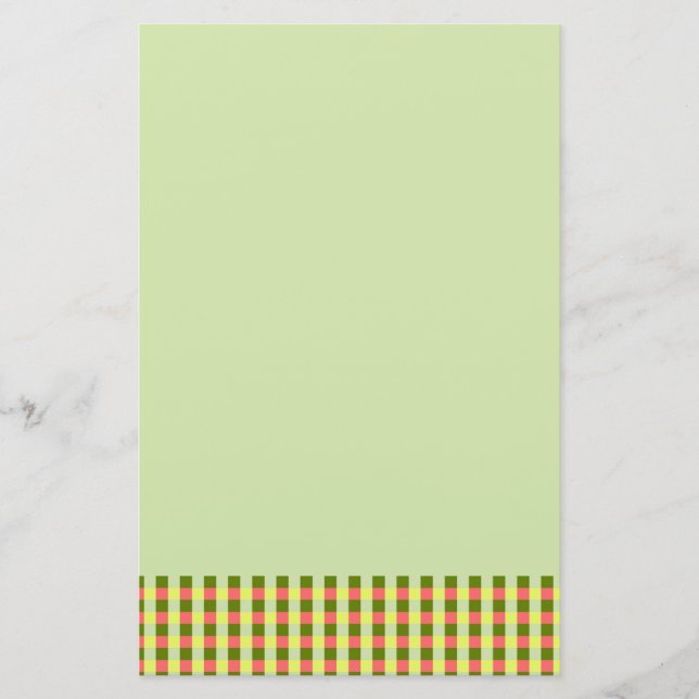 Wassermelon Grüner Karo Briefpapier (Vorderseite)