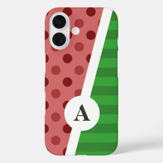 Wassermelon Polka Dot and Strip Pattern iPhone 16 Hülle