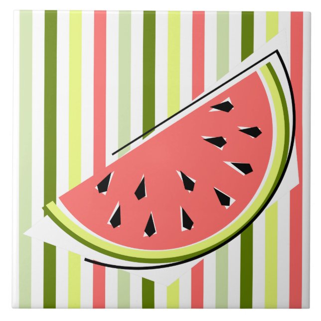 Wassermelon Slice Streifen dünn Fliese (Vorderseite)