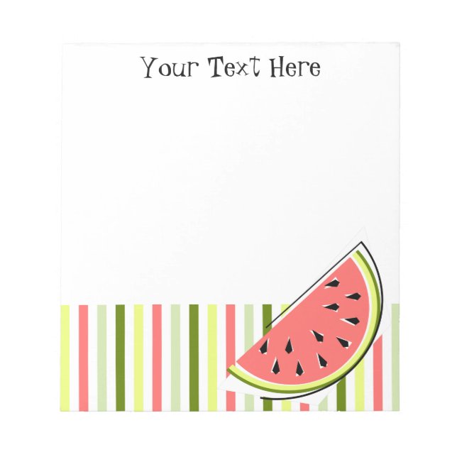 Wassermelon Slice Streifen dünner Text Notizblock (Vorderseite)