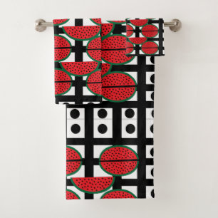 Wassermelon Summer Fruit Geometric Muster Badhandtuch Set