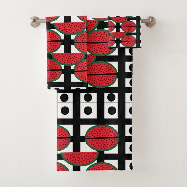 Wassermelon Summer Fruit Geometric Muster Badhandtuch Set (Insitu)