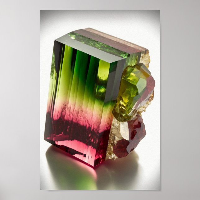 Wassermelon Tourmaline Kristall Makro Foto Poster (Vorne)