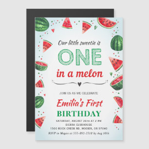 Wassermelone 1. erster Geburtstag Party Mädchen So Magneteinladung