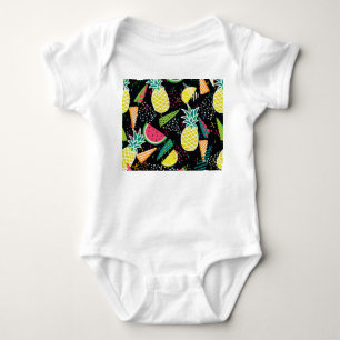 Wassermelone Ananas: Geometrisches nahtloses Muste Baby Strampler