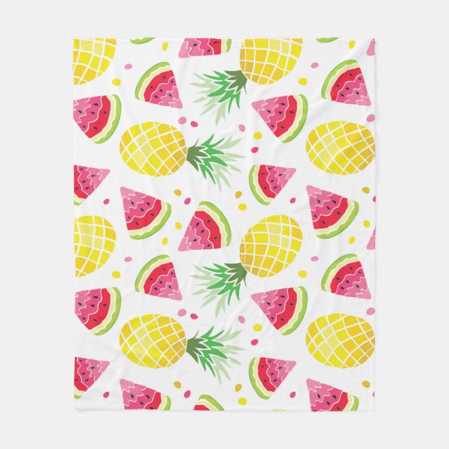 Wassermelone Ananas Sommer Nahtlose Printwerbung Fleecedecke (Vorderseite)