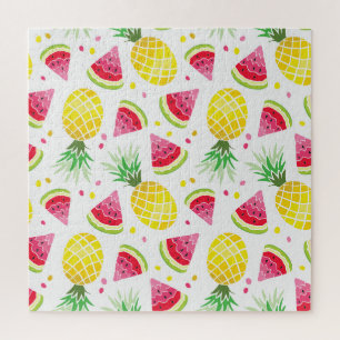 Wassermelone Ananas Sommer Nahtlose Printwerbung Puzzle
