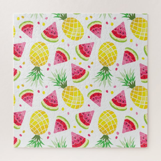 Wassermelone Ananas Sommer Nahtlose Printwerbung Puzzle (Vertikal)