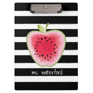 Wassermelone Apple Stripes personalisierten Lehrer Klemmbrett