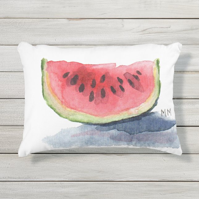 Wassermelone-Aquarell-Kissen Kissen Für Draußen (Vorderseite)