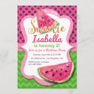 Wassermelone-Aquarell-Rosa-Geburtstags-Einladung Einladung