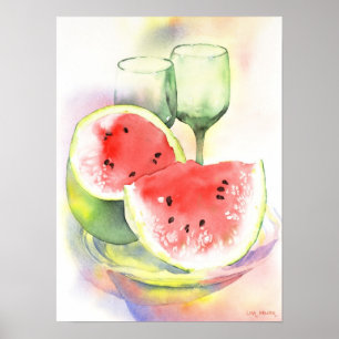 Wassermelone-Aquarellplakat Poster