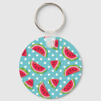 Wassermelone auf Aqua und White Dots (2) Schlüsselanhänger