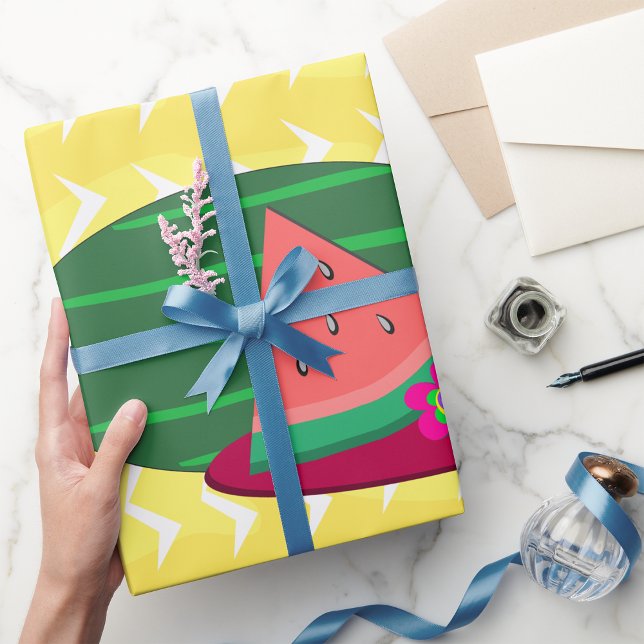 Wassermelone auf einem Plattenhüpfpapier Geschenkpapier (Von Creator hochgeladen)