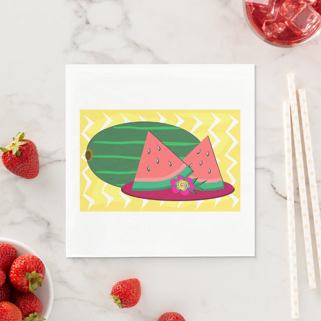 Wassermelone auf einem Plattenpapier Napkins Serviette (Von Creator hochgeladen)