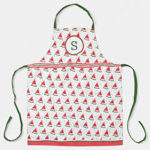 Wassermelone auf gesprenkeltem monogrammierten Hin Schürze