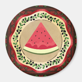 Wassermelone auf Olivenplatte mit palästinensische Magnet