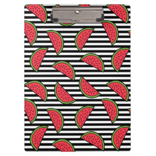 Wassermelone auf schwarzem u. weißem klemmbrett