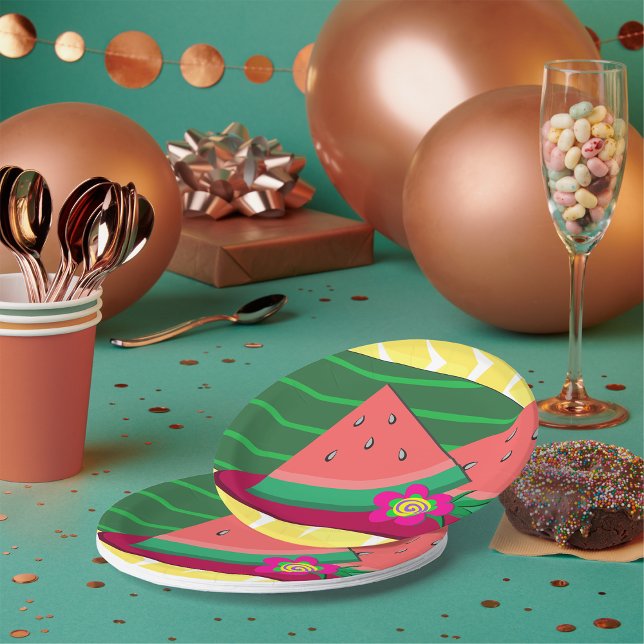 Wassermelone auf Tellern aus Tafelpapier Pappteller (Von Creator hochgeladen)