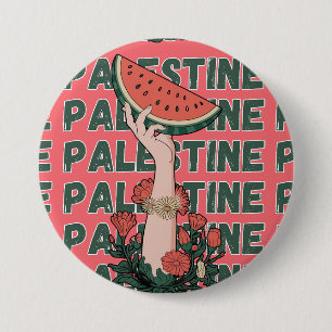 Wassermelone, Blume und Palestintext Wiederholen Button