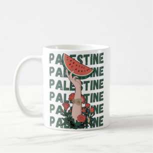 Wassermelone, Blume und Palestintext Wiederholen Kaffeetasse