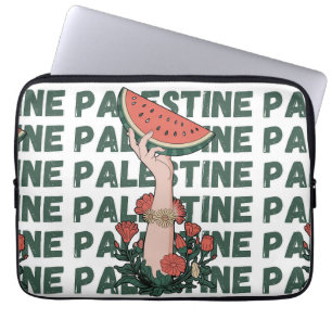 Wassermelone, Blume und Palestintext Wiederholen Laptopschutzhülle