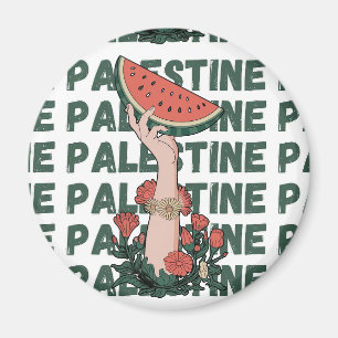 Wassermelone, Blume und Palestintext Wiederholen Magnet