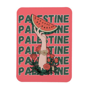 Wassermelone, Blume und Palestintext Wiederholen Magnet