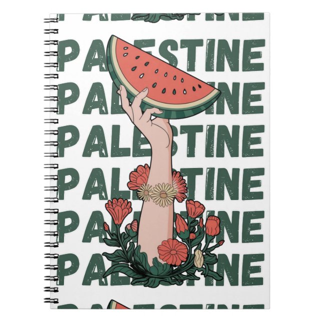 Wassermelone, Blume und Palestintext Wiederholen Notizblock (Vorderseite)