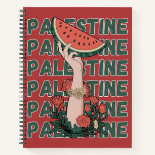 Wassermelone, Blume und Palestintext Wiederholen Notizbuch