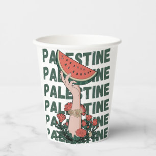 Wassermelone, Blume und Palestintext Wiederholen Pappbecher