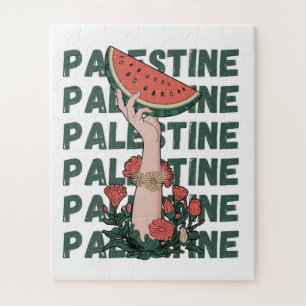 Wassermelone, Blume und Palestintext Wiederholen Puzzle