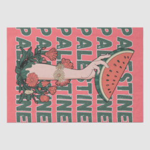 Wassermelone, Blume und Palestintext Wiederholen Seidenpapier