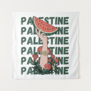 Wassermelone, Blume und Palestintext Wiederholen Wandteppich