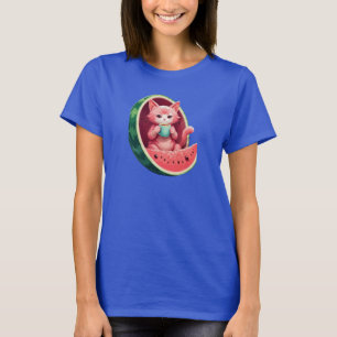 Wassermelone Cat Kaffeepause T-Shirt