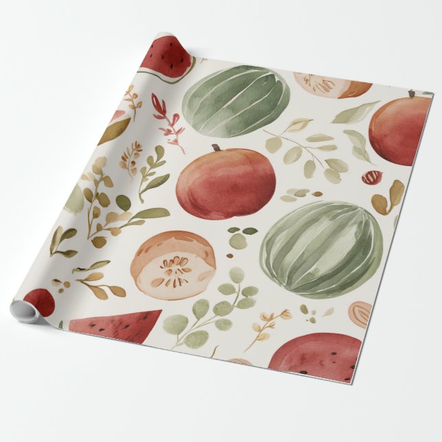 Wassermelone Cute Farbige Rosa Grün Geschenkpapier (Ungerollt)