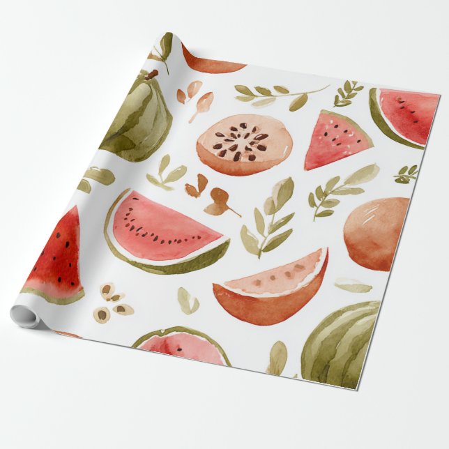 Wassermelone Cute Farbige Rosa Grün Geschenkpapier (Ungerollt)