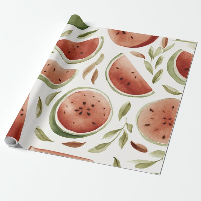 Wassermelone Cute Farbige Rosa Grün Geschenkpapier (Ungerollt)
