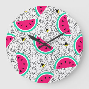 Wassermelone Dreiecke: Retro-Sommertextur. Große Wanduhr