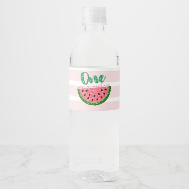 Wassermelone, eine in einer Melon-Wasserflasche La Wasserflaschenetikett (Vorderseite)