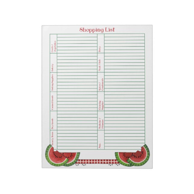 Wassermelone-Einkaufsliste Notizblock (Rotiert)