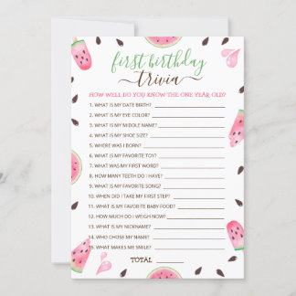 Wassermelone Eins in einem Melon 1. Geburtstag Tri Feiertagskarte