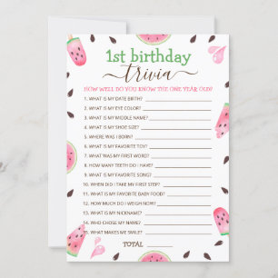 Wassermelone Eins in einem Melon 1. Geburtstag Tri Feiertagskarte