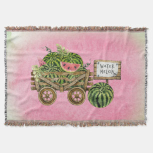 Wassermelone Ernte Bauernhof Wasserfarbe Holzkart Decke