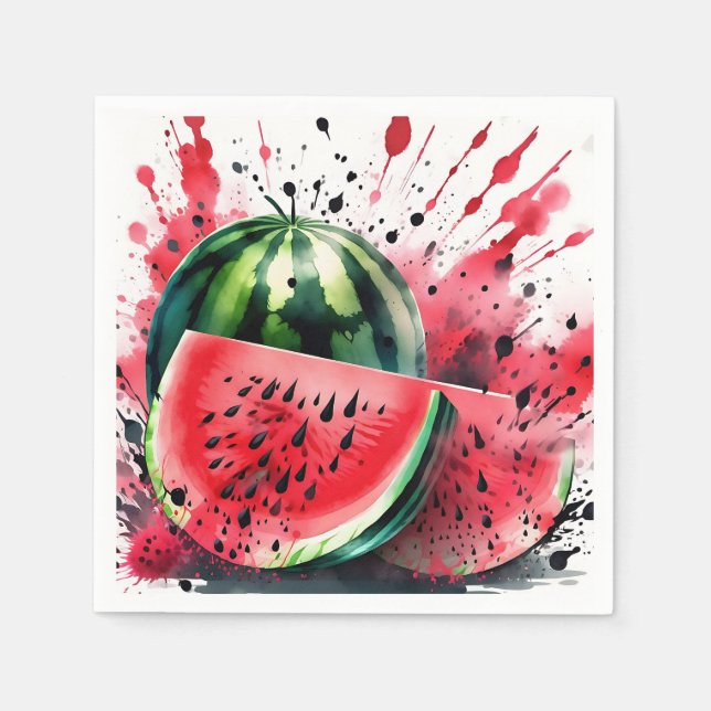Wassermelone Explosion Wasserfarbe Serviette (Vorderseite)