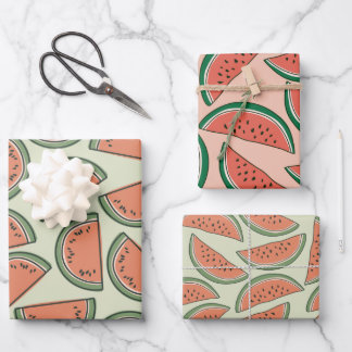 Wassermelone Farbenfroher rosa grüner Sommer Geschenkpapier Set