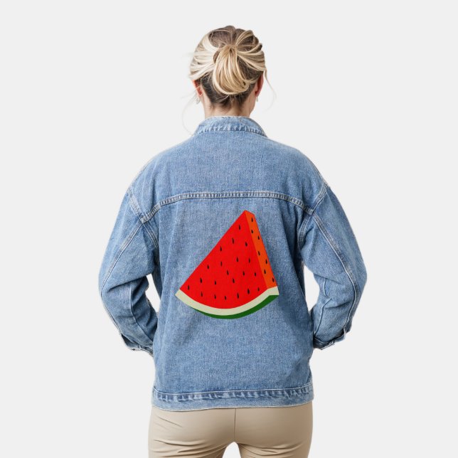 Wassermelone Fruchternte Scheibe Sommer Jeansjacke (Modell)