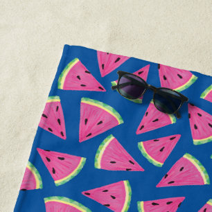 Wassermelone Fruchtmuster Blaues Muster Strandtuch